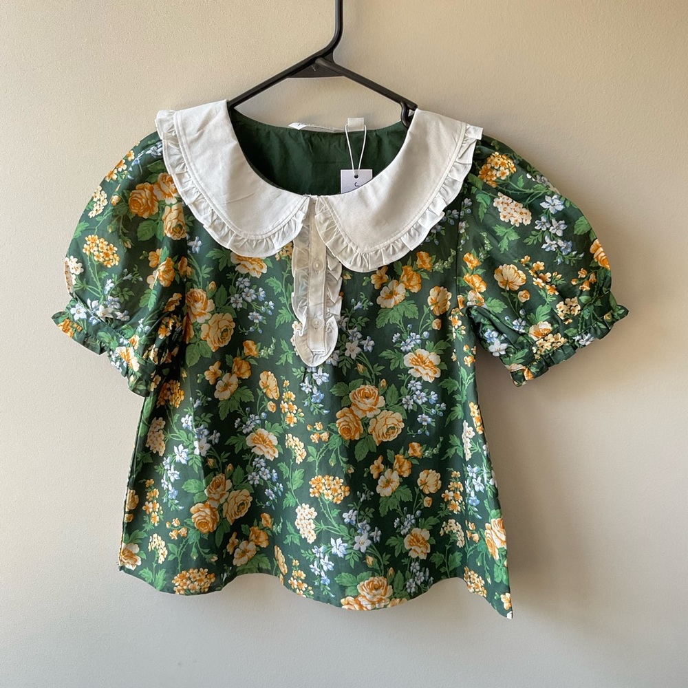 Janie and Jack Pine Meadow Floral Top